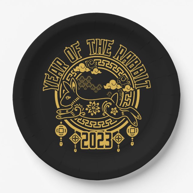 Chinese Lunar New Year of the Rabbit Paper Plates (Front)