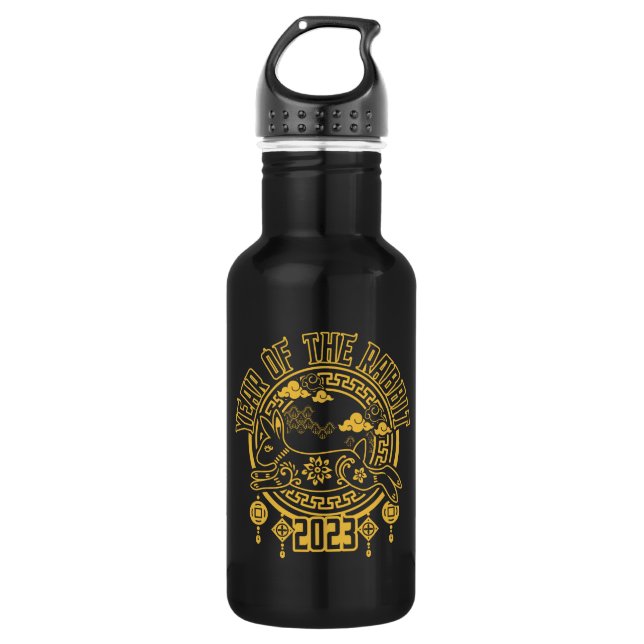 Chinese Lunar New Year of the Rabbit Stainless Steel Water Bottle (Front)