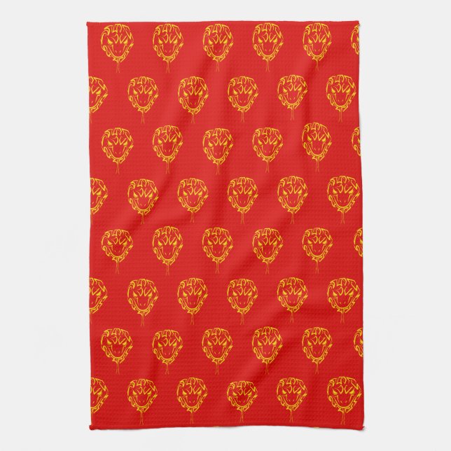 Chinese Lunar New Year of the Snake 2025 4723 Wood Kitchen Towel (Vertical)