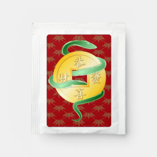 Chinese Lunar New Year of the Snake 2025 Gold Coin Tea Bag Drink Mix