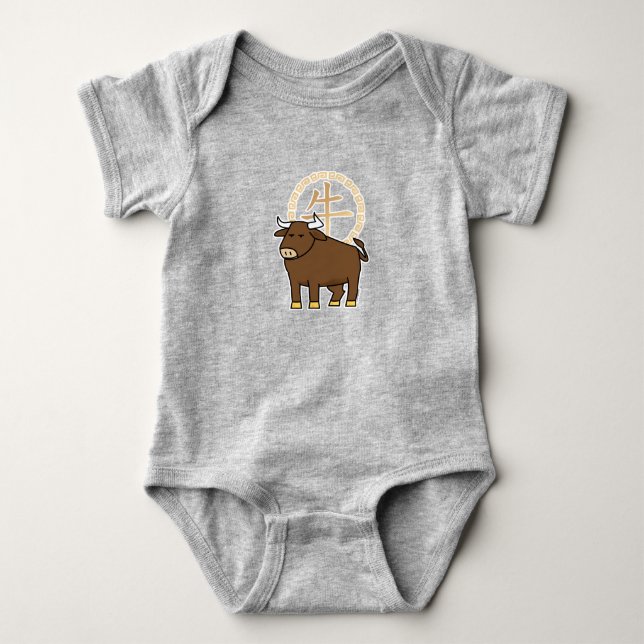 Chinese lunar New Year Ox bull lucky money Baby Bodysuit (Front)