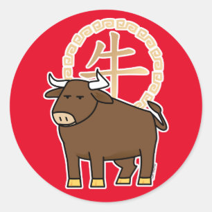 Chinese lunar New Year Ox bull lucky money Classic Round Sticker