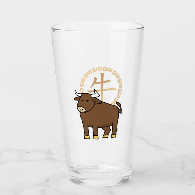 Chinese lunar New Year Ox bull lucky money Glass (Front)