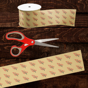 Chinese Lunar New Year Plum Blossom 5 Blessings  Satin Ribbon