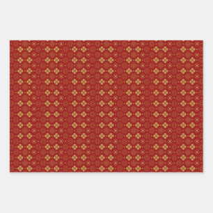Chinese lunar new Year Red Gold Golden Zodiac Wrapping Paper Sheets