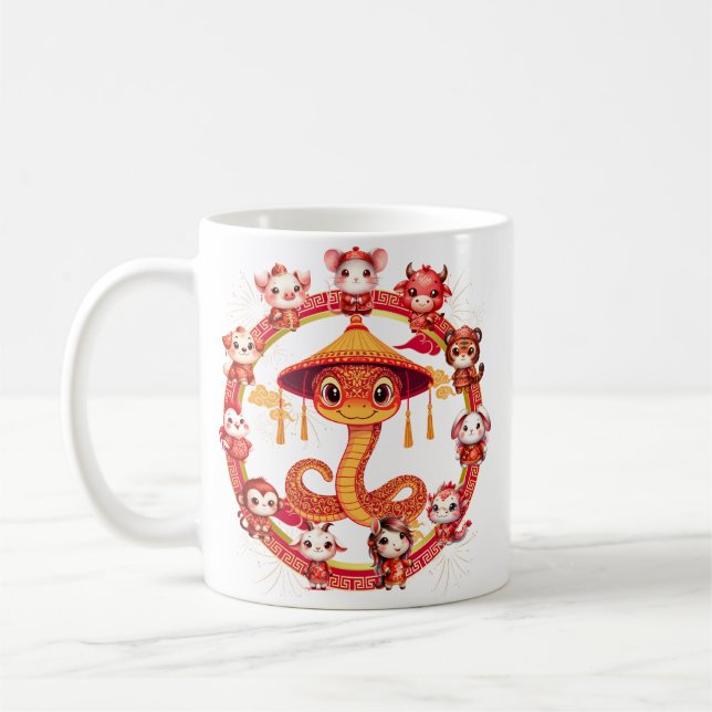 Chinese Lunar New Year Snake Design 1 Coffee Mug (Left)