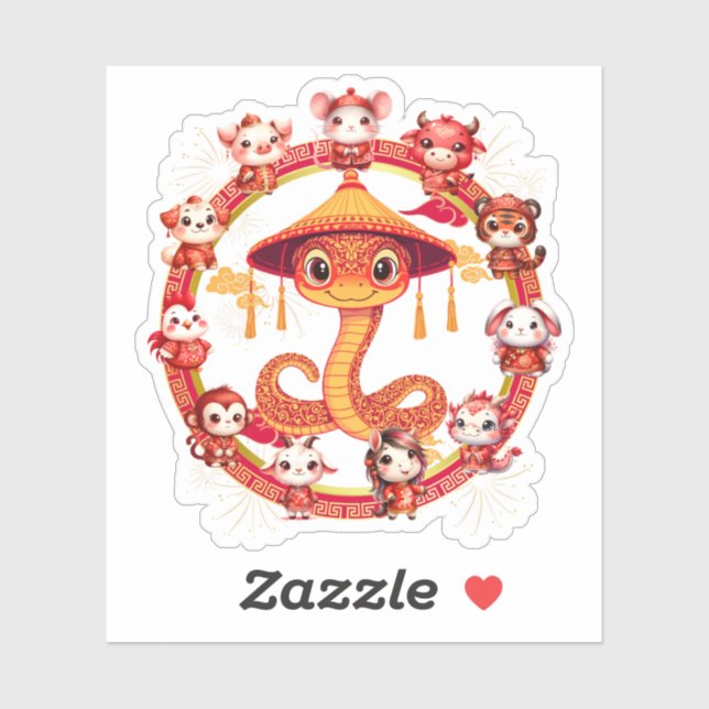 Chinese Lunar New Year Snake Design 1 Sticker (Sheet)