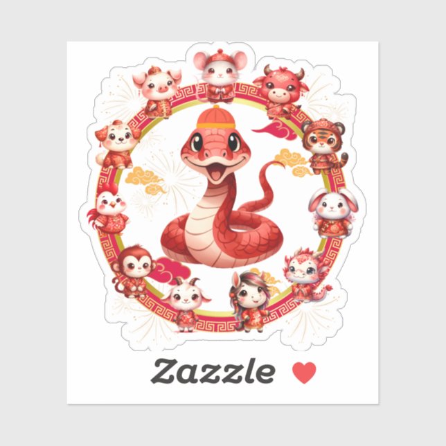 Chinese Lunar New Year Snake Design 2 Sticker (Sheet)