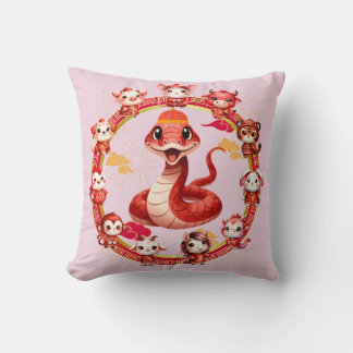 Chinese Lunar New Year Snake Design 2 Throw Pillow