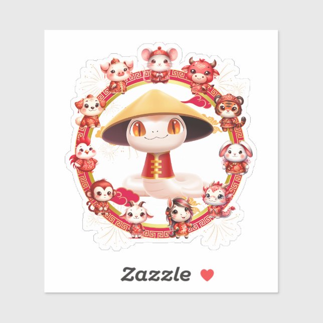 Chinese Lunar New Year Snake Design 3 Sticker (Sheet)