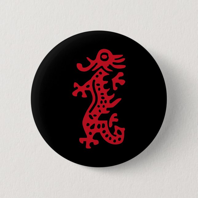 Chinese Mah Jong Red Dragon Tile Mahjong Costume  Button (Front)