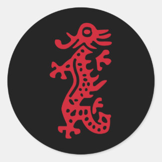 Chinese Mah Jong Red Dragon Tile Mahjong Costume  Classic Round Sticker