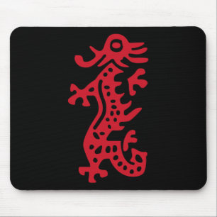 Chinese Mah Jong Red Dragon Tile Mahjong Costume  Mouse Pad