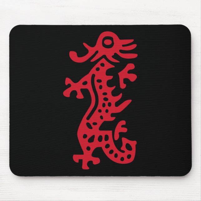 Chinese Mah Jong Red Dragon Tile Mahjong Costume  Mouse Pad (Front)