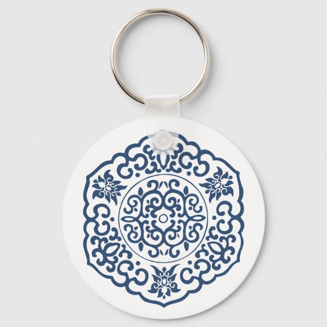 Chinese Medallion blue Keychain (Front)