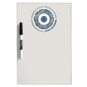 Chinese Medallion: Indigo Blue Chinoiserie Dry Erase Board