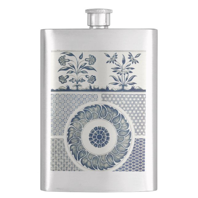Chinese Medallion: Indigo Blue Chinoiserie Flask (Front)