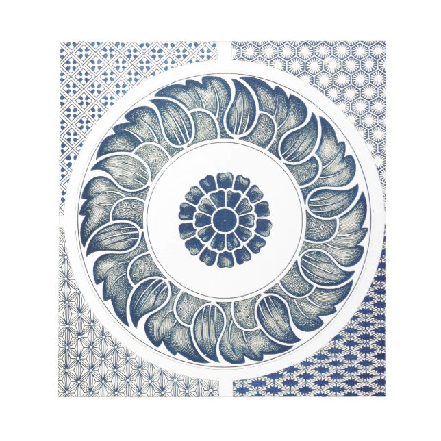 Chinese Medallion: Indigo Blue Chinoiserie Notepad (Front)