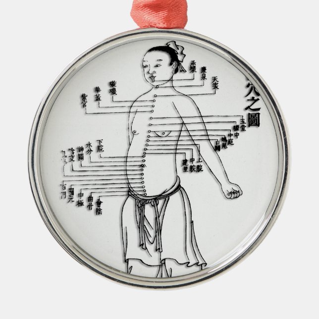 Chinese Medicine chart Metal Ornament (Front)