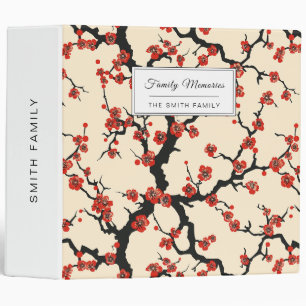 Chinese Meihua Coral Blossom Charcoal Branch 3 Ring Binder