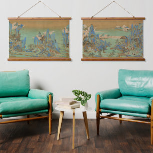 Chinese Ming Dynasty Journey to Shu Landscape Hanging Tapestry