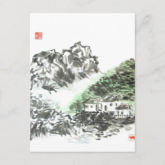 Chinese Mountain Village Houses Postcard
