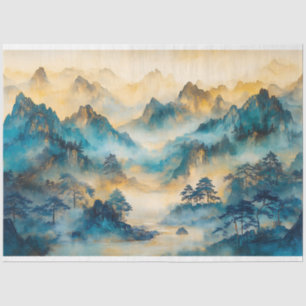 Chinese Mountains and Trees Landscape Decoupage Tissue Paper