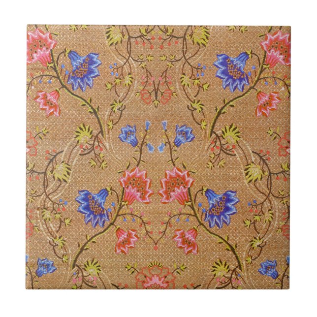 Chinese Nanjing Imperial Red-Gold Brocade Ceramic Tile (Front)