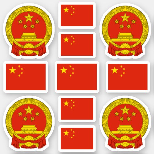 Chinese national symbols  coat of arms and flag sticker