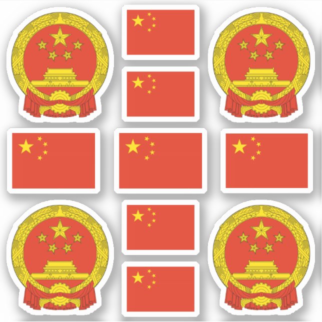 Chinese national symbols / coat of arms and flag sticker (Front)