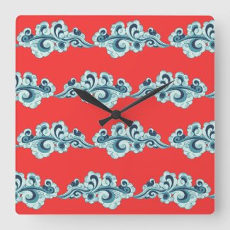 Chinese New Lunar Year Clouds Pattern Red