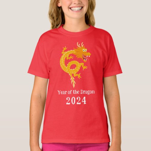 Chinese New Lunar Year Dragon 2024 Zodiac Girl T_Shirt