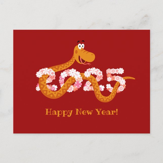 Chinese New Lunar Year Zodiac Wood Snake 2025 Postcard (Front)