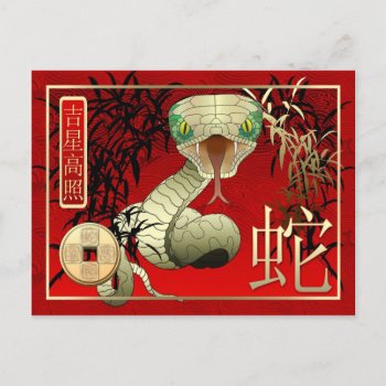 Chinese New Year-2013-year Of The Snake Holiday Postcard by peaklander at Zazzle