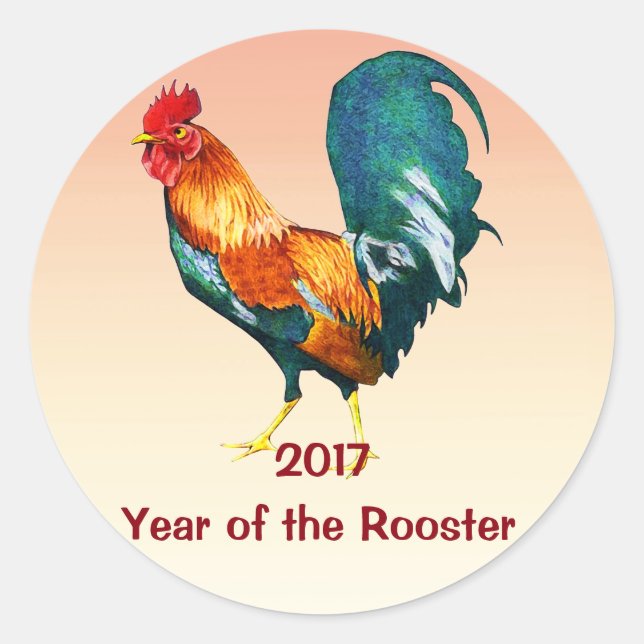 Chinese New Year 2017 Red Rooster Stickers (Front)