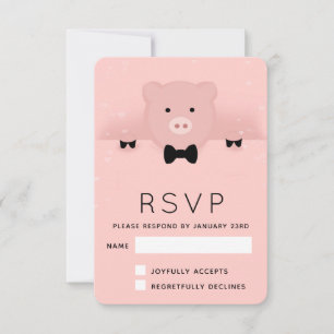 Chinese New Year 2019 Earth Pig in a Bow Tie RSVP