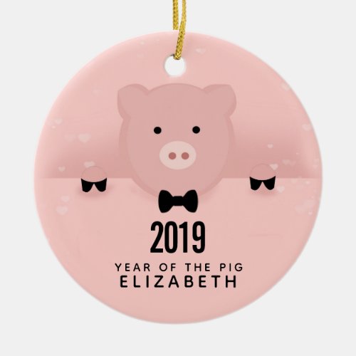 Chinese New Year 2019 Year of the Pig Ceramic Ornament