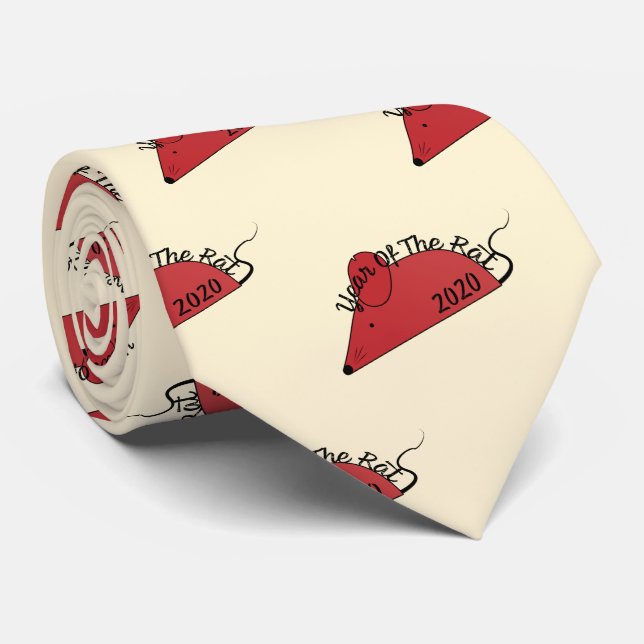 Chinese New Year 2020 Year of the Rat Neck Tie (Rolled)