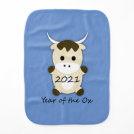 Chinese New Year 2021 Year of the Ox Baby Burp Cloth Chinese New Year 2021 Year of the Ox Baby Burp Cloth