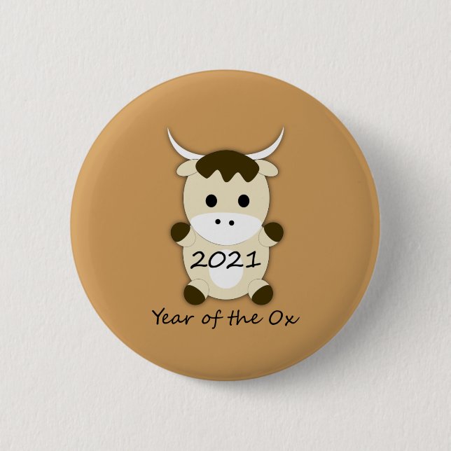 Chinese New Year 2021 Year of the Ox Button (Front)