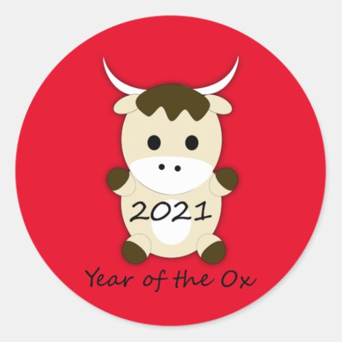 Chinese New Year 2021 Year of the Ox Classic Round Sticker