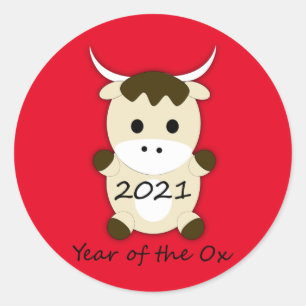 Chinese New Year 2021 Year of the Ox Classic Round Sticker