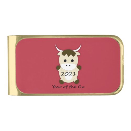Chinese New Year 2021 Year of the ox Gold Finish Money Clip