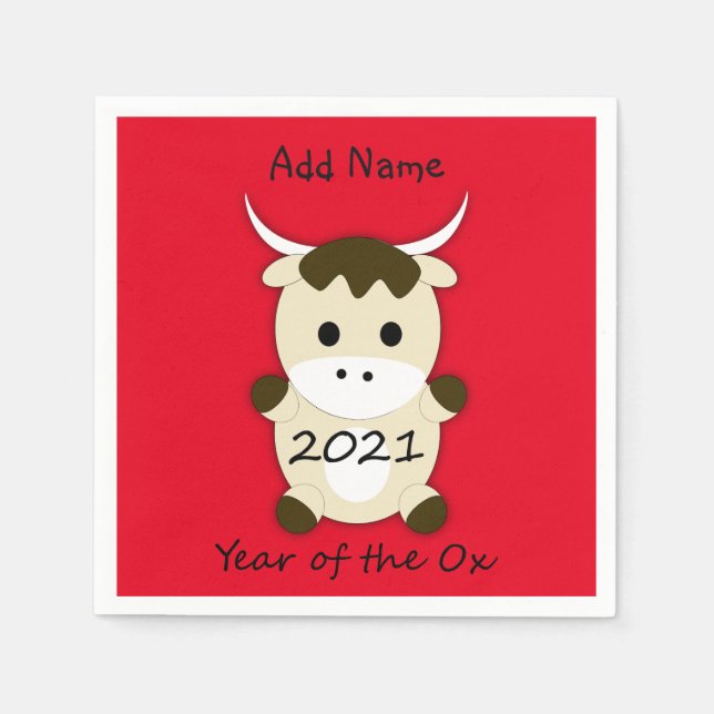 Chinese New Year 2021 Year of the Ox Napkins (Front)