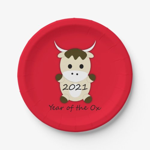 Chinese New Year 2021 Year of the Ox Paper Plates