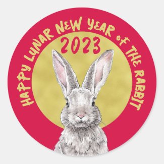 Chinese New Year 2023 Rabbit Bunny Animal Red Gold
