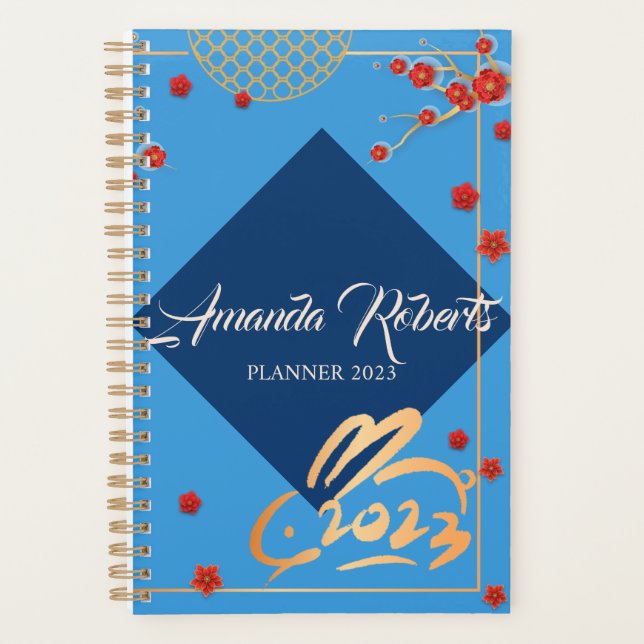 Chinese New Year 2023 Rabbit  Plum Blossom Flowers Planner (Front)