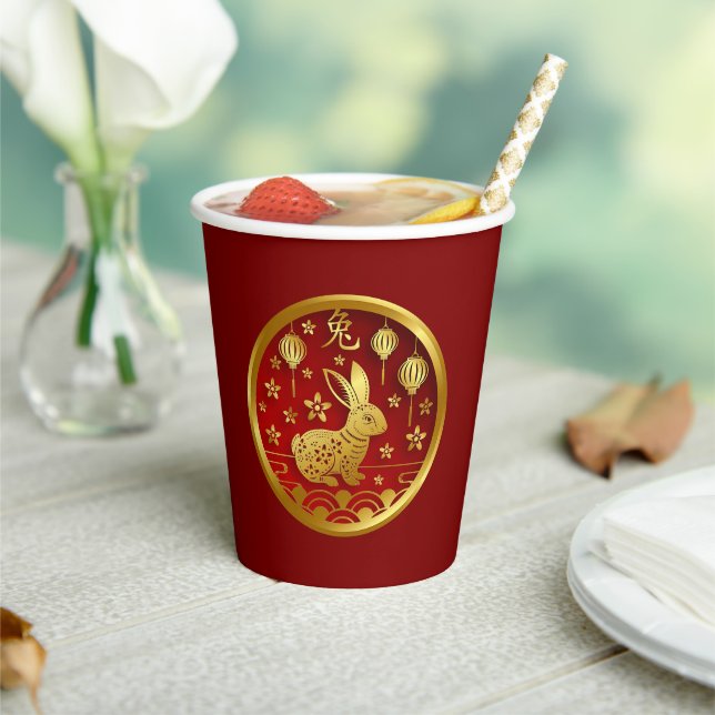 Chinese New Year 2023  Rabbit  Red Gold  Paper Cups (Insitu)