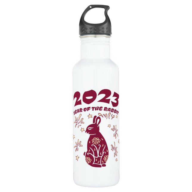 Chinese New Year 2023 - Year of the Rabbit Stainless Steel Water Bottle (Front)