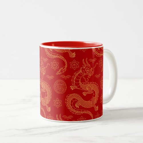 Chinese New  Year 2024 Chinese dragon pattern Two_Tone Coffee Mug